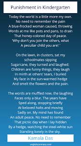 Punishment In Kindergarten Summary By Kamala Das Kindergarten Poems Kindergarten How To Memorize Things