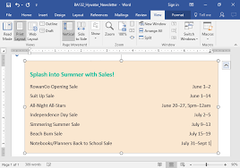 Assignment 6 Edit A Newsletter Word Signs Student Numbers Words