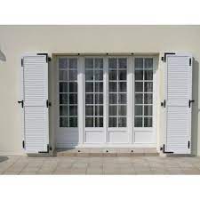 Volets Battants Lames A L Americaine 4 Vantaux Pvc Blanc Baie Vitree Volet Pvc Volet Battant Pvc Volet Battant