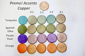 Copper With Turquoise Spanish Olive Purple Pearl And Orange Polymer Clay Recipe Polymer Clay Tools Polymer Clay Beads