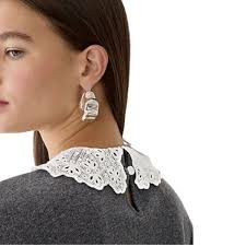 New! J.Crew Gray 100% Cotton Sweatshirt With Lace Collar Sz S