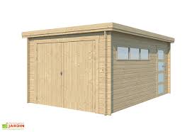 Garage En Bois D Epicea Toit Plat Bac Acier 16 M Garage Bois Garage Toit Plat Garage Bois Toit Plat