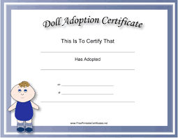 Children Who Are Getting New Baby Dolls Will Love This Free Printable Doll Adoption Cert Adoption Certificate Birth Certificate Template Certificate Templates