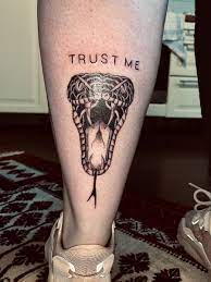 Trust Me Snake Tattoo Black And Grey Black Tattoos Tattoos Black And Grey Tattoos