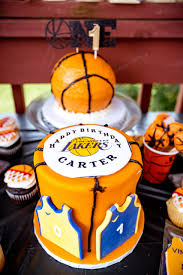 Personalized lakers basketball birthday cake toppers + cupcake toppers, basketball theme, sports theme, digital print file add to favorites. Carter S 1st Birthday Party The Basketball Bash Livinglesh