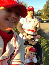 This is Avery and her great Grandmother was Berith Ahlquist Melin. Melin  was an original Peach in 1943 and played Centerfield. Teri and Randy  Peterson, Avery's Grandparents sent us this picture.