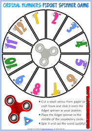 In this video kids will learn about the basic math concept of ordinal numbers. Ordinal Numbers Esl Printable Fidget Spinner Game