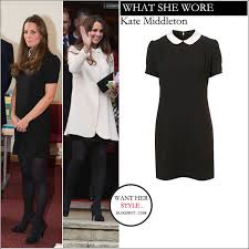 What She Wore Kate Middleton In Black Dress With Contrast Peter Pan Collar At The Child Bereavement Center On March 19 Celebrity Style How To Wear Her Style