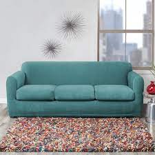 Stretch Modern Block Four Piece Sofa Slipcover Form Fit Individual Cushion Covers Machine Washable Slipcovered Sofa Slipcovers Cushions On Sofa