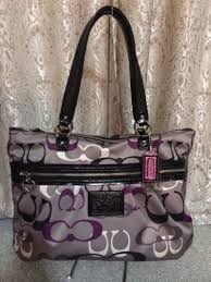 Black And Grey Coach Purse Rare Black Purple And Gray Coach Purse Purple Handbags Coach Shoulder Bag Purses