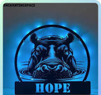 Customized Hippo Head Metal Wall Art LED Light, Personalized ...