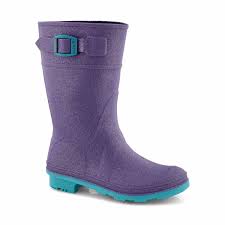 girls glitzy purple waterproof rain boots