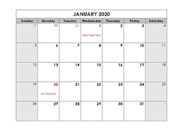 Printable 2020 Monthly Calendar Templates Calendarlabs
