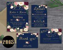 Navy Wedding Invitation Wedding Invitations Printable Etsy Wedding Invitations Diy Printable Wedding Invitations Wedding Invitations