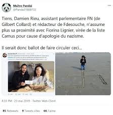Damien rieu, candidat rassemblement national aux départementales dans la somme, a quant lui relayée la photo d'un homme blessé à la tête, qui aurait été touché dans ces heurts. Fachosphere Damien Lefevre Rieu La Philosophie