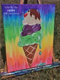 Ice Cream Cone Painting Step By Step Tutorial For Beginners Kids Canvas Painting Diy Art Painting Birthday Painting
