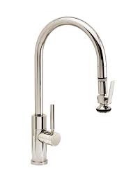 A pull down kitchen faucet not only looks fresh and modern, it actually makes your sink more versatile. Antique Pewter Waterstone 3710 18 Ap Hunley Single Handle Kitchen Faucet With18 Inch Articulated Spout And Pull Out Spray Touch On Kitchen Sink Faucets Kitchen Fixtures Kalingauniversity Ac In