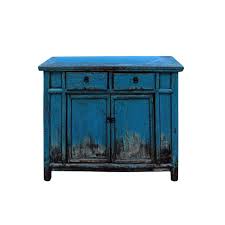 Chinese Distressed Bright Blue Side Credenza Table Cabinet In 2020 Rustic Painted Furniture Painted Wood Chairs Funky Painted Furniture