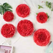 Pack Of 6 Red Multi Size Carnation 3d Giant Paper Flowers Paper Flower Backdrops Wedding Wall 7 9 11 Paper Flowers Giant Paper Flowers Paper Flower Backdrop Wedding
