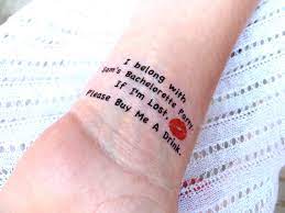 And display a parent's mobile phone number. Bachelorette Party Tattoos