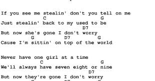 Country Music Song Sittin On Top Of The World Bob Wills Lyrics And Chords Gitaar Hoeden