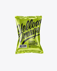 Metallic Snack Package Mockup Back View In Bag Sack Mockups On Yellow Images Object Mockups Mockup Free Psd Mockup Packaging Mockup