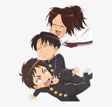 It is set in a fantasy world where humanity lives within territories surrounded by three enormous walls that protect them from. Transparent Chibi Pupils Hanji Levi And Eren Making Levi Attack On Titan Junior High 535x700 Png Download Pngkit