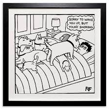 Off The Leash Snoring Limited Edition Art Print Framed 30cm X 30cm Cartoon Dog Dog Comics Dog Quotes