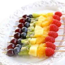 A Colorful Snack Fruit Kebabs Colourful Snack Birthday Snacks
