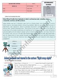 Adam Sandler Test Esl Worksheet By Mandrea1111