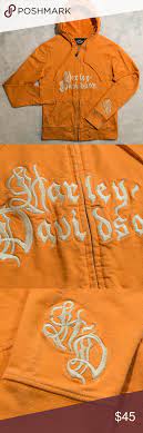 Harley Davidson Embroidered Orange Zip Up Hoodie Clothes Design Hoodies Zip Ups
