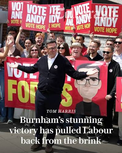 Andy Burnham has done what many thought was impossible: beaten Reform UK in  one of Labour's toughest political tests. Now, as Tom Harris puts it, the  attention on Burnham begs a bigger