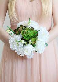 You don't need experience to do your own wedding flowers. White Silk Rose Rhododendron Bouquet 14 Tall Wedding Bouquets Silk Wedding Bouquets Artificial Wedding Bouquets