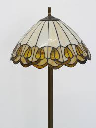 Lampe Standleuchte Stehlampe Messing Mit Lampenschirm Aus Glas