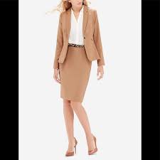 Classy look is white shirt and black pencil skirt. The Limited Skirts The Limited Camel Tan Skirt Suit Size 6 Poshmark