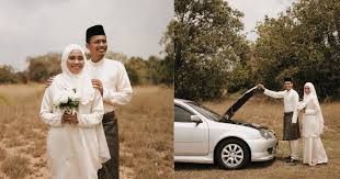 Malay wedding venue iris wedding fun wedding invitations. M Sian Couple Ends Up With Epic Roadside Wedding Photo Shoot After Car Breaks Down Mothership Sg News From Singapore Asia And Around The World