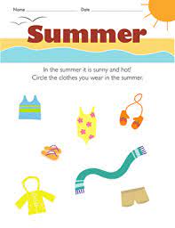 Educational video for children to learn vocabulary. What Do You Wear In The Summer Worksheet Education Com