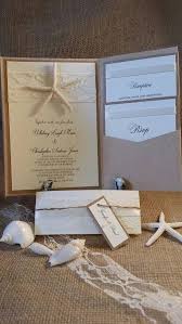 Cute Beach Wedding Invitation With Starfish Rustic Invite With Lace And Beach Theme Wedding Invitations Beach Wedding Invitations Tropical Wedding Invitations