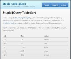 Stupid Jquery Table Sort
