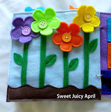 Flower Button Quiet Book Page Etsy Felt Quiet Books Baby Quiet Book Quiet Book