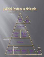 Malaysia has a unified judicial system, and all courts take cognizance of both federal and state laws. Lecture 3 Judicial System In Malaysia Judicial System In Malaysia Superior Courts Federal Court Special Court Court Of Appeal High Court In Malaya Course Hero