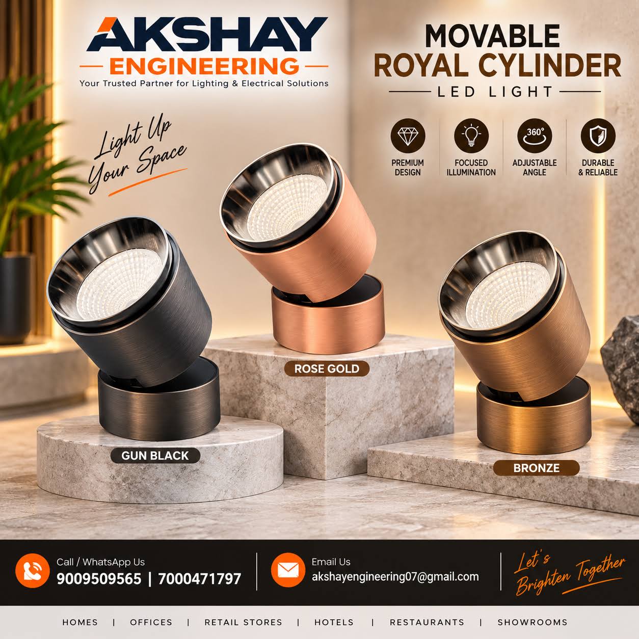 MOVABLE ROYAL CYLINDER LED LIGHT || 7W 12W 15W 18W || product image