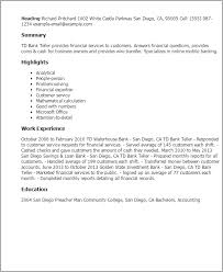 td bank teller resume template  best