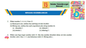 Kssm Matematik Tingkatan 2 Bab 12 Sukatan Kecenderungan Memusat Menjana Kecemerlangan No5 No6 Youtube