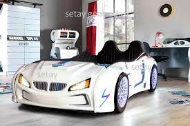 Bmw M3 White Kids Car Bed With Rear Raised Leather Seats And Led Lights Car Bed Luxury Kids Bedroom Kids Car Bed