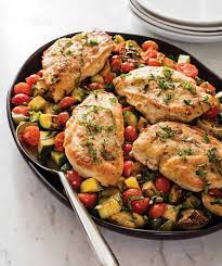 Sauteed Chicken Breasts With Cherry Tomatoes Zucchini And Yellow Squash Daily Mediterranean Diet
