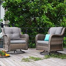 Brice Rocking Swivel Patio Chair With Cushions In 2021 Comfortable Patio Furniture Patio Chairs Wicker Patio Furniture