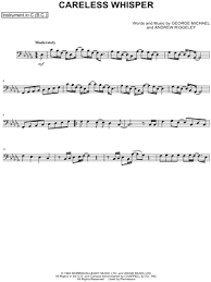 Touch device users, explore by touch or with swipe gestures. George Michael Careless Whisper Bass Clef Instrument Sheet Music Cello Trombone Bassoon Baritone Horn Or Double Bass In Bb Minor Download Print Sku Mn0214098