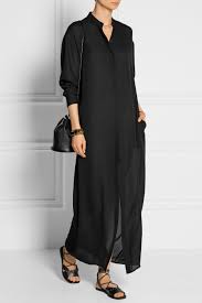 Black Silk Georgette Maxi Shirt Dress Tomas Maier Shirt Dress Maxi Shirt Dress Dresses