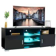 57 Tv Stand For Tvs Up To 65 Inch W Led Lights Modern Entertainment Center Black White Walmart Com In 2021 Led Tv Stand Led Tv Tv Stand